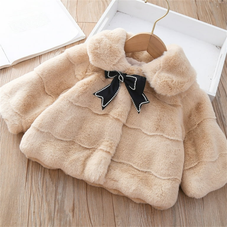 Size 6 Girls Jacket Kids Child Toddler Baby Girls Long Sleeve Patchwork Solid Bowknot Winter Coats Jacket Outer Outwear Outfits Clothes 2 Year Old