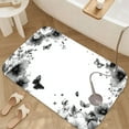thumbnail image 3 of 1pc Black and White Flowers Absorbent Non-Slip Bathroom Thickened Flannel Rug Decor,Soft,Quick Drying,Suitable For Indoor/outdoor Use,Bathrooms,Bedrooms,Kitchens,Terrace,Laundry Rooms,16"x24", 3 of 9