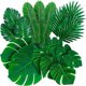 thumbnail image 1 of Hojas de palma artificiales tropicales Yashi 84 piezas decoraciones de hojas de palma falsas verdes, 1 of 5