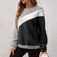 thumbnail image 5 of Womens Sweaters Loose Colorblock Crewneck Pullover Long Sleeve Casual Faux Shearling Plush Warm Winter Tops (XL, Black), 5 of 8