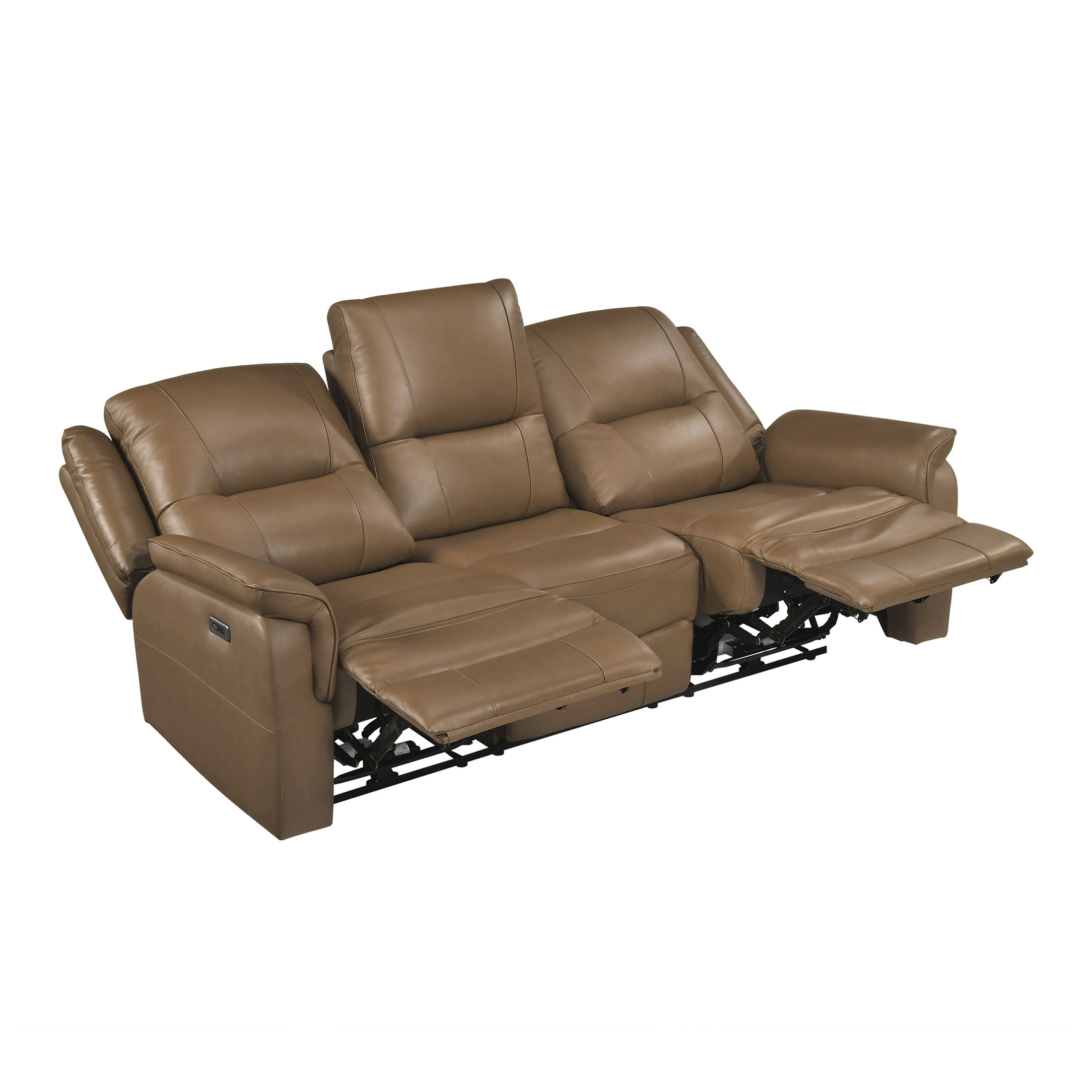 OakvillePark Monterra Leather Match Power Double Reclining Sofa, Brown