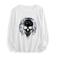 thumbnail image 2 of Xdegoge Womens Skull And Bats Graphic Tee Long Sleeve Halloween Shirt Creepy Gothic Casual Crewneck Fall Pullover Tops Novelty T Shirt, 2 of 7