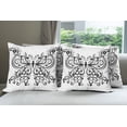 thumbnail image 6 of Ambesonne Animal Throw Pillow Cover 4 Pack, Swirled Wing with Flower, 16", White and Black, 6 of 7