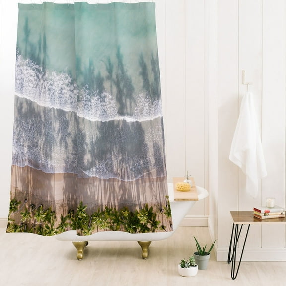 Society6 Raisazwart Turquoise Water Tropical Travel Shower Curtain 71" x 74"
