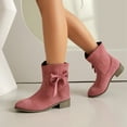thumbnail image 5 of QQAMB Women Bow Detail Short Boots with Chunky Low Heel Ankle Booties for Casual Winter Wear and Outdoor Use, 5 of 8