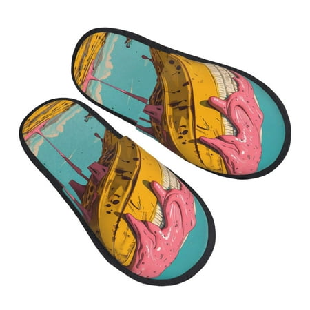 

JUNZAN Melting Banana Fantasy Slippers for Women House Shoes Non Slip Indoor/Outdoor Pineapple And Cactus Designs-Large