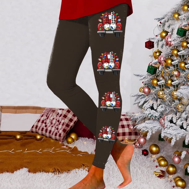 WILLBEST Leggings de Entrenamiento de Cintura Alta Para Mujer, Pantalones de Yoga Suaves y Elásticos Con Estampado Navideño, Diseño de Bloques de Color Para Fitness y Running. Extra Grande