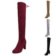 thumbnail image 4 of TIREOW Women's Over The Knee Suede Boots Sexy Pointed Toe Solid Color Thigh High Chunky High Heel Boot Pull On Stretchy Long Boots Zipper Lace Up Long Boots, 4 of 4