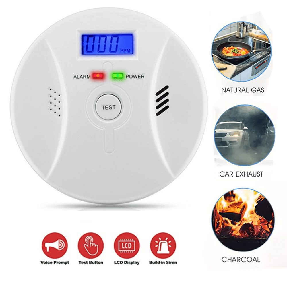 Carbon Monoxide Smoke Detector Alarm Poisoning Gas Detector Warning Sensor LED 