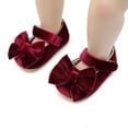 thumbnail image 2 of Cenuakty Baby Girls Princess Shoes, Soft Velvet Bow Non-slip Bottom First Walker Shoes Toddler Shoes, 2 of 3