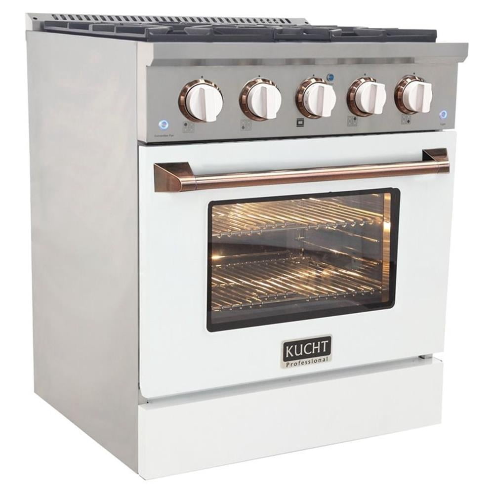 Pemberly Row 30" Stainless Steel Propane Gas Range in Silver/White