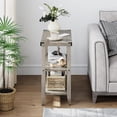 thumbnail image 4 of Grey Farmhouse End Table, 3 Tier Rustic Side Table, Narrow Sofa Table Set of 2 with Ample Storage Shelf, Rectangular Nightstand with Metal Corner Guards for Living Room, Bedroom (1 PC), 4 of 8