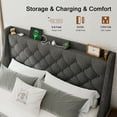 thumbnail image 3 of Honfach Full Bed Frame with 4 Storage Drawers, Upholstered Storage Bed with Charging Station, Wingback Storage Headboard, No Box Spring Needed, Dark Grey, 3 of 7