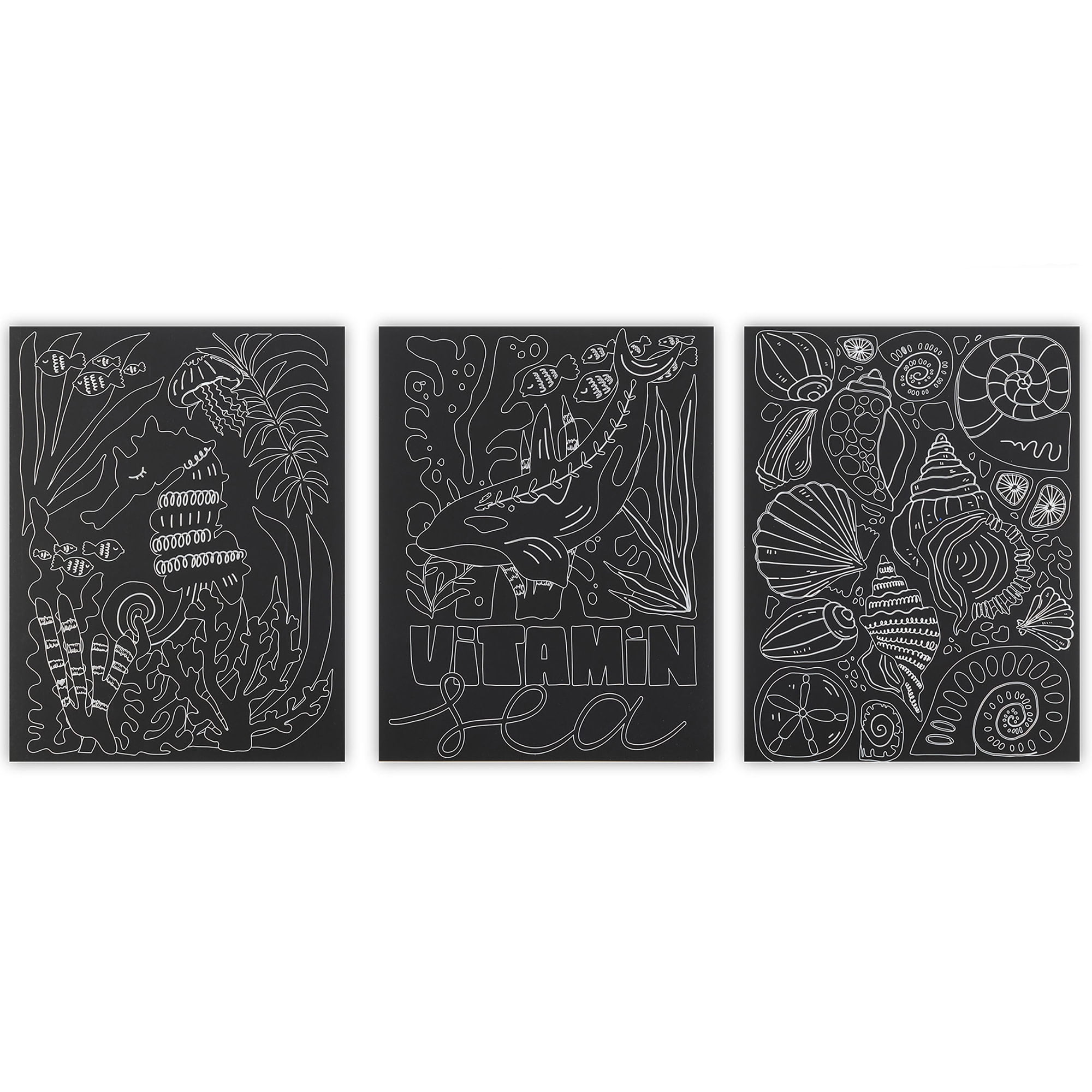 Brea Reese: Scratch Art Paper Pad - Coastal & Oceanic - 6 Designs, Guided Art, Metallic Accents, Dual-Tip Stylus & Brush, 9x12" Pages, Adult Craft