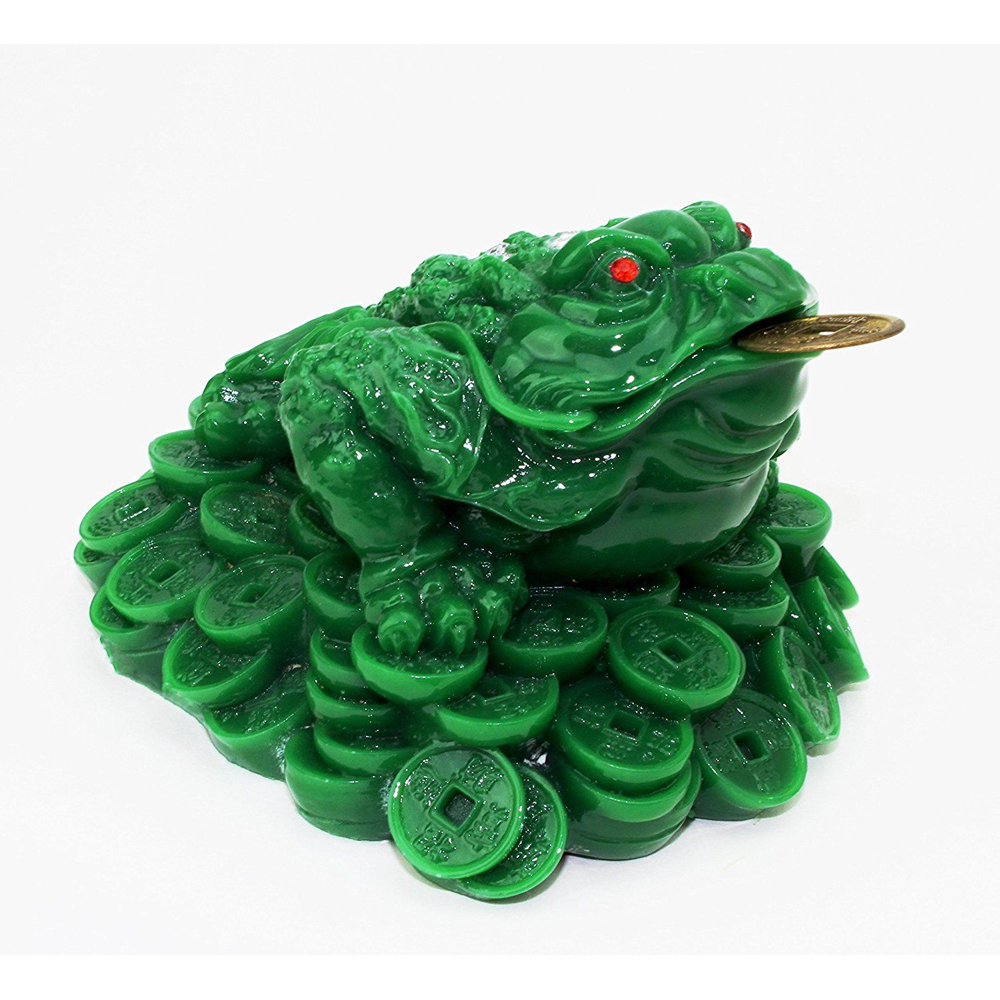 XXXXX Feng Shui 3" Tall Green Money Frog Coin Toad/Chan Chu Chinese