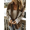 thumbnail image 3 of Asyoly Womens Plaid Shirts Color Block Shacket Jacket Long Sleeve Button Down Oversized Shirt Coats With Pockets, 3 of 7