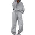 thumbnail image 1 of Conjunto de chándal de mujer otoño-invierno 2025: sudadera con capucha de manga larga y pantalones holgados, mezcla de algodón, ropa informal/deportiva, tallas S-XL., 1 of 8