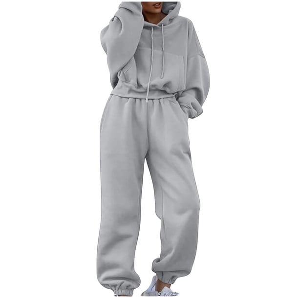 Conjunto de chándal de mujer otoño-invierno 2025: sudadera con capucha de manga larga y pantalones holgados, mezcla de algodón, ropa informal/deportiva, tallas S-XL.