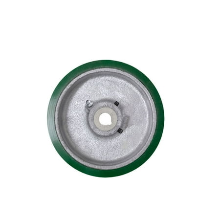 

6 x 3 Green Polyurethane Tread on Cast Iron Keyed Drive Wheel - 20mm Plain Bore with two 1/4 Set Screws - Service Caster Brand