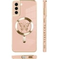 thumbnail image 4 of for Samsung Galaxy S21 Plus Case [Support for Magsafe] Butterfly Pattern Magnetic Plating Screen Protector Luxury Elegant Case Camera Protector Shockproof Protective Corner Back Cover -Pink, 4 of 12