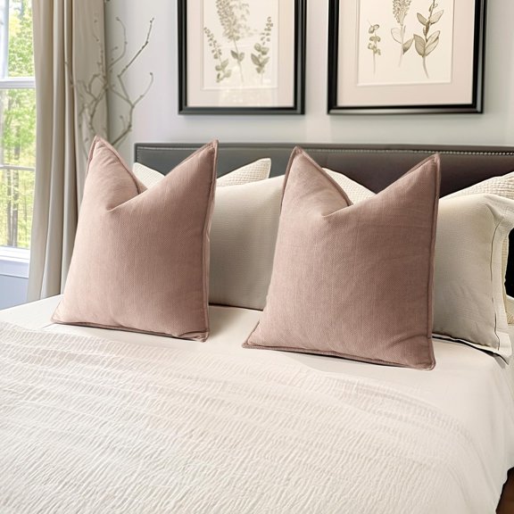 Wehilion 2pcs Decorative Pillow Covers Soft Chenille Couch Throw Pillows Farmhouse Cushion Covers with Elegant Design for Sofa Bedroom Living Room Home Decor