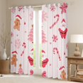 thumbnail image 2 of Manfei Pink Christmas Tree Curtains Pack of 2 (42x84 Each),Cute Santa Claus Curtains Blackout,Brown Gingerbread Man Bedroom Curtains For Girl Boy,Ultra Soft Home Decor, 2 of 6