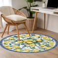 thumbnail image 4 of Round Rugs 4Ft, Summer Lemon Round Area Rug Washable Indoor Throw Carpet, Blue Floral Spring Botanical Retro Soft Non Slip Circle Rug for Kitchen Nursery Room Home Decor Aesthetic, 4 of 8