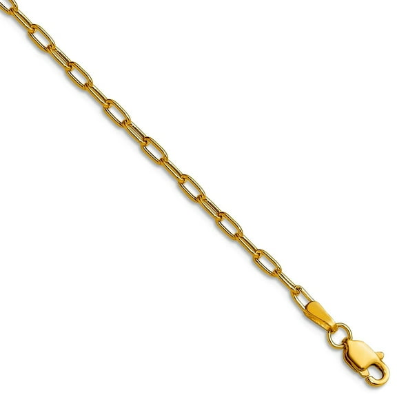 14k Yellow Gold 2.2mm Semi-solid Beveled Paperclip Chain Necklace 16 Inch Chain Necklace for Women and Men