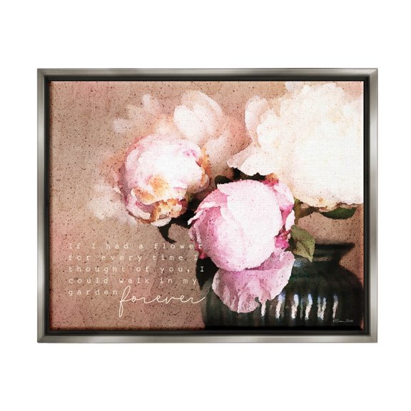 Stupell Industries Romantic Flower Garden Forever Graphic Art Luster Gray Floating Framed Canvas Print Wall Art, Design by Susan Ball