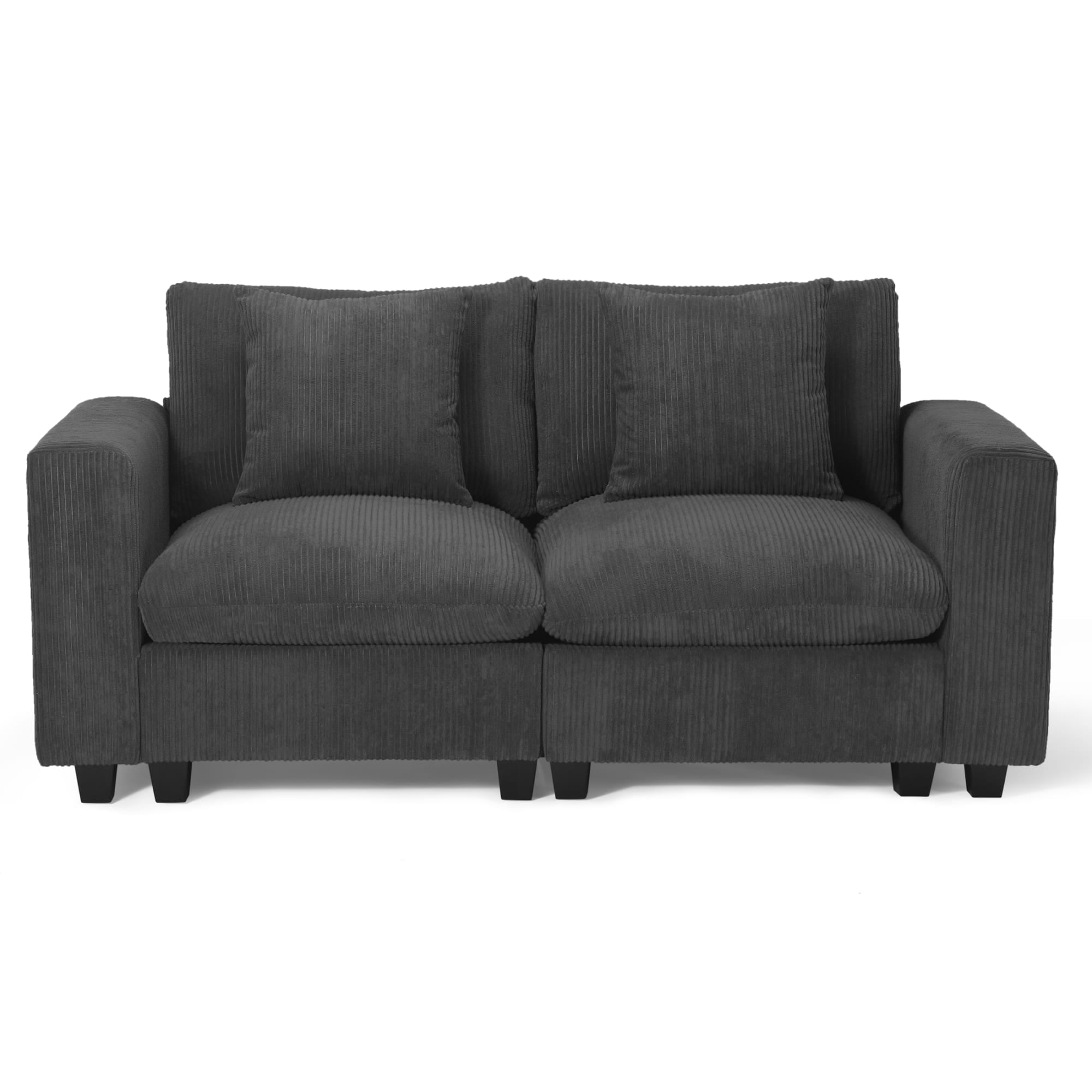 WestinTrends Hearthside 70" Modular Corduroy Loveseat Sofa With USB/Type-C Ports and Side Pockets, Charcoal Gray