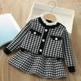 thumbnail image 3 of REDARER Toddler Girls 2PC Set: Plaid Knit Top & Skirt, Fall Casual Dressy Outfit, Kids Sets Clothes, for Size 5-6 Years, 3 of 3
