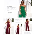 thumbnail image 5 of PRETTYGARDEN Summer Sets Women 2 Piece Outfits Asymmetrical Tube Tops and Pants Beach Vacation Airport Matching Lounge Set, 5 of 8