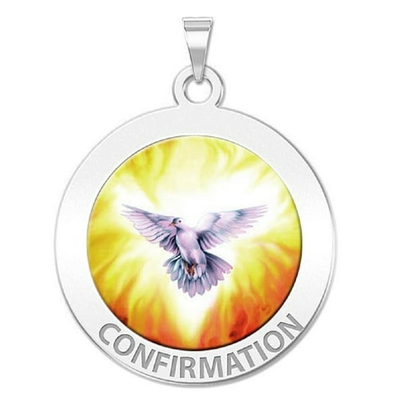 Picturesongold.Com Confirmation Necklace Pendants Female-Holy Spirit-3/4in Nickel Sterling Silver