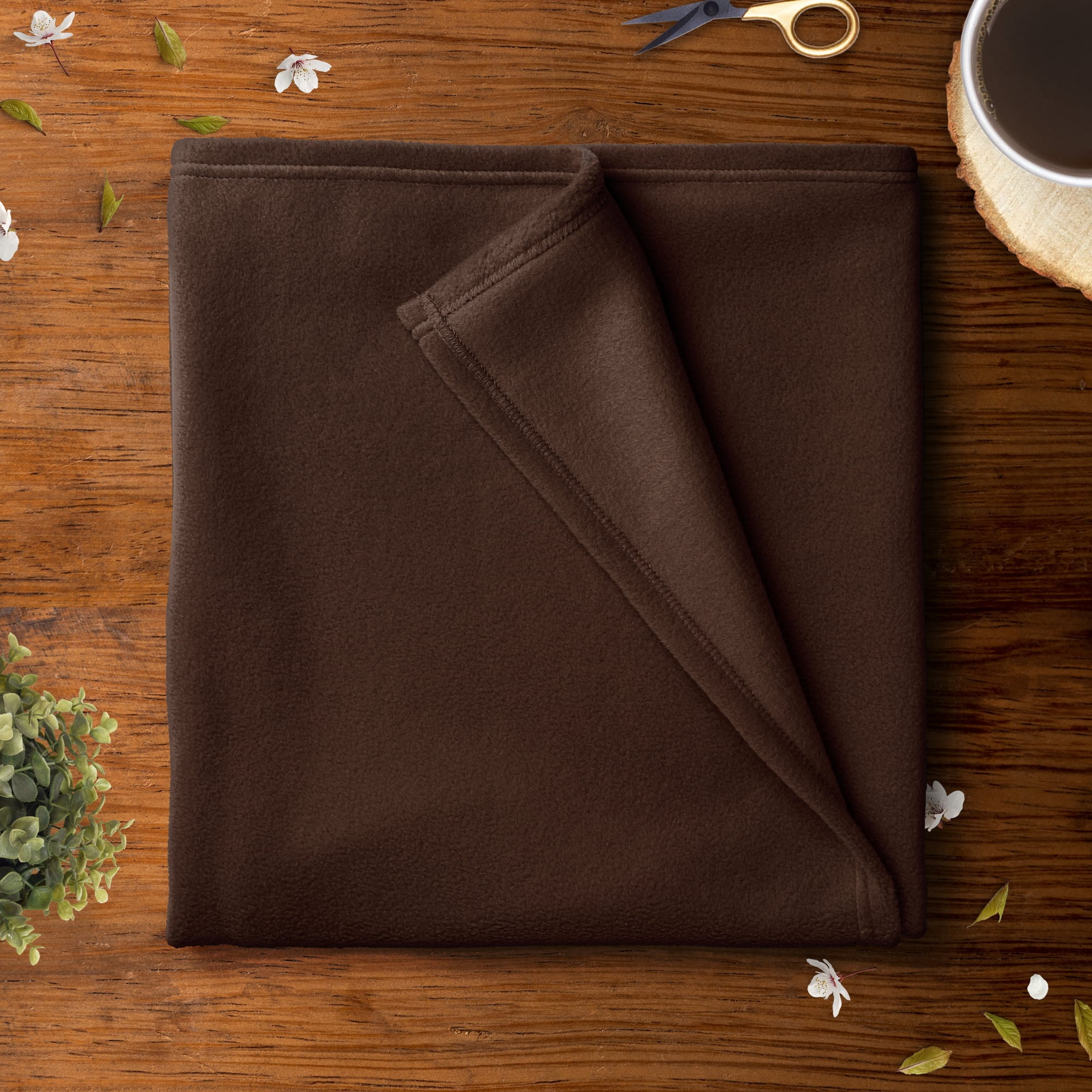 (2 pack) Mainstays 1.5 Yards 100% Polyester Lux Anti-pill Fleece Solids, Brown, 60" Wide for Crafts