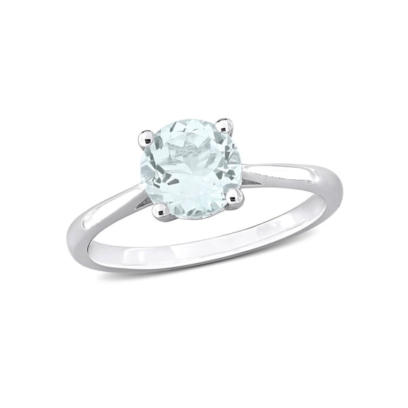 Gem & Harmony 1.15 Carat (Ctw) Aquamarine Solitaire Ring in Sterling Silver for Women