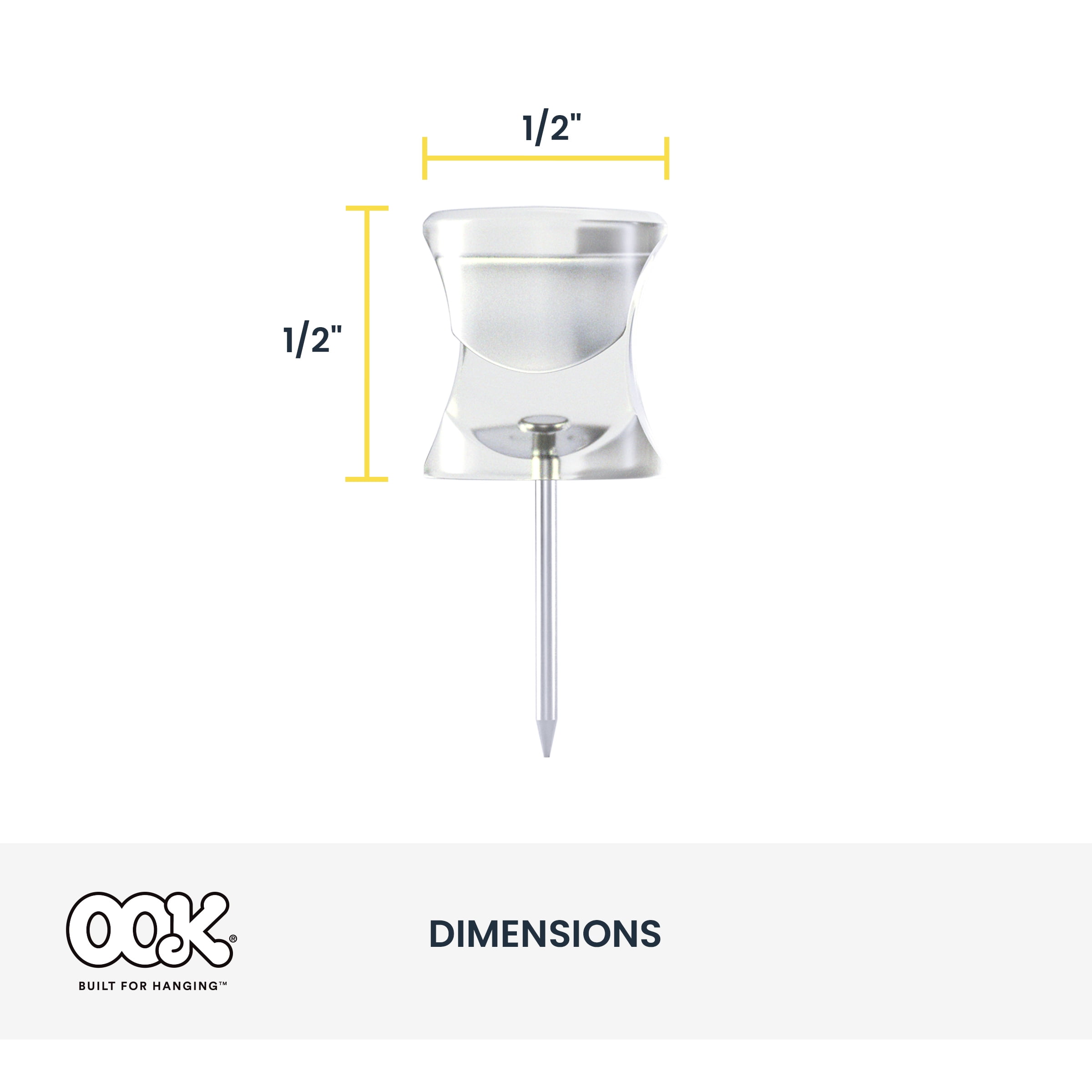 (2 pack) OOK Decor Pins, Lightweight Picture Hangers, Clear, Plastic, Pack of 6