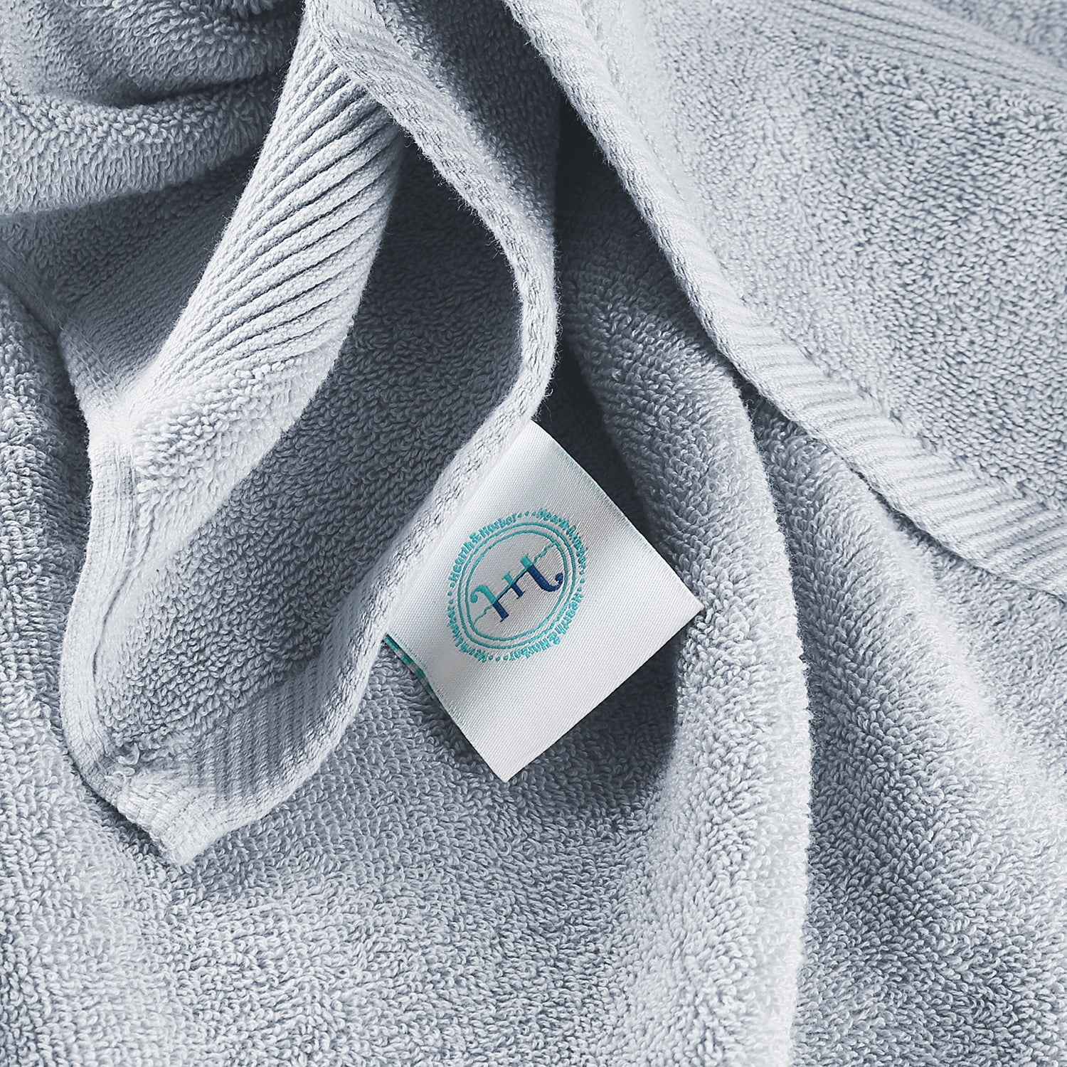 Hearth & Harbor Bath Towel Collection, 100% Cotton Luxury Soft Set of 2 Bath Towels, 2 Hand Towels & 6 Washcloths - Ice Blue
