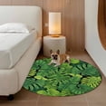 thumbnail image 3 of Summer Botanical Round Living Room Rugs 3.3 ft, Watercolor Green Monstera Deliciosa Tropical Plants Washable Area Rug with Non-Slip Sturdy Edge Binding Round Front Door Mat Floor Carpet for Entryway, 3 of 9