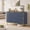 Blue, variant on Modern Fluted Sideboard Buffet Cabinet with Faux Marble Top – Curved Sliding Doors – 3 Drawers & Adjustable Shelves – Versatile Storage for Dining Room, Living Room, Coffee Bar – Blue