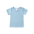 thumbnail image 5 of xiaxaixu Solid Color Short Sleeve Round Neck Pullover + High Waisted Pants, 5 of 5