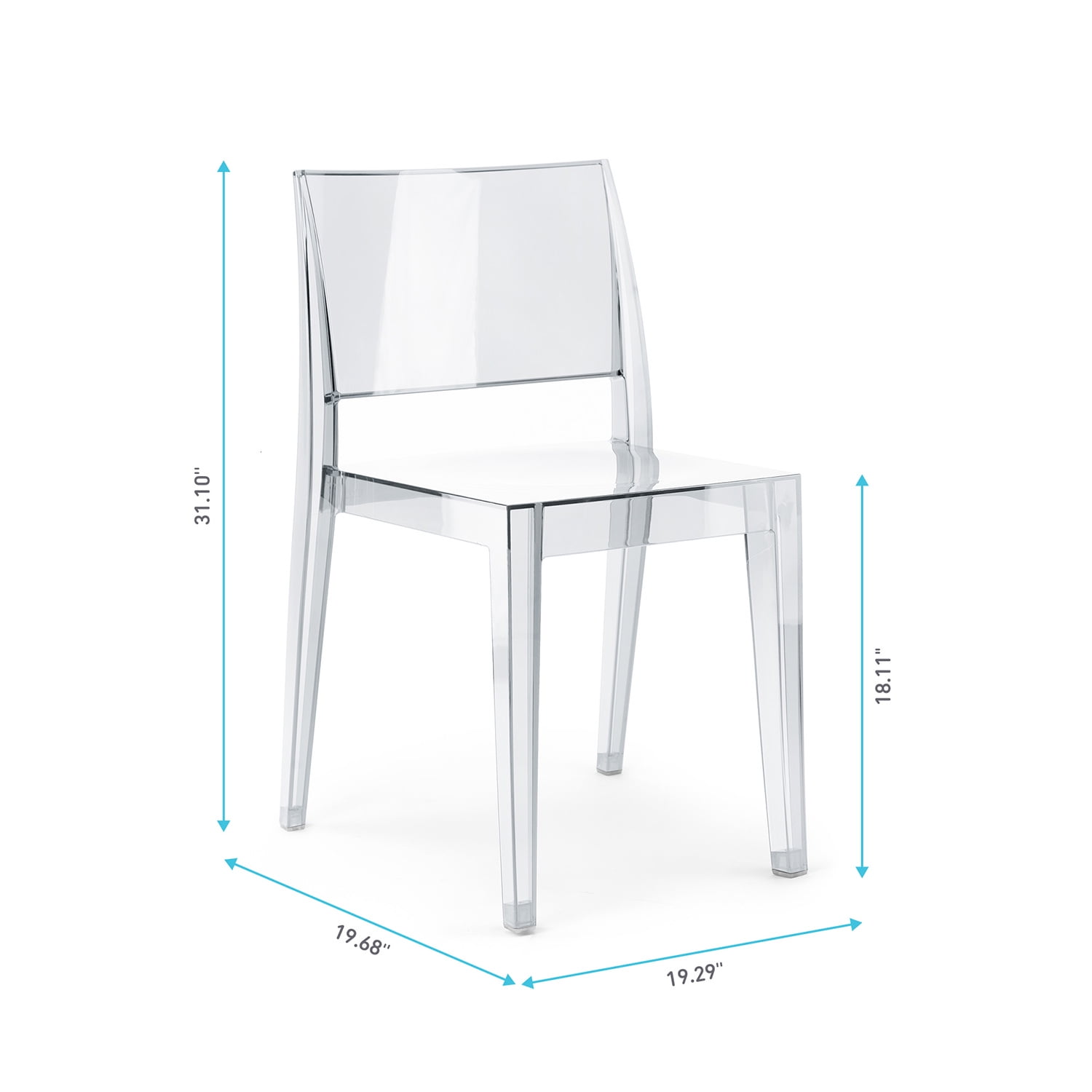 WRGHOME Palermo Modern Outdoor/Indoor Plastic Resin Stacking Patio Dining Chairs  (Set of 2) - CLEAR