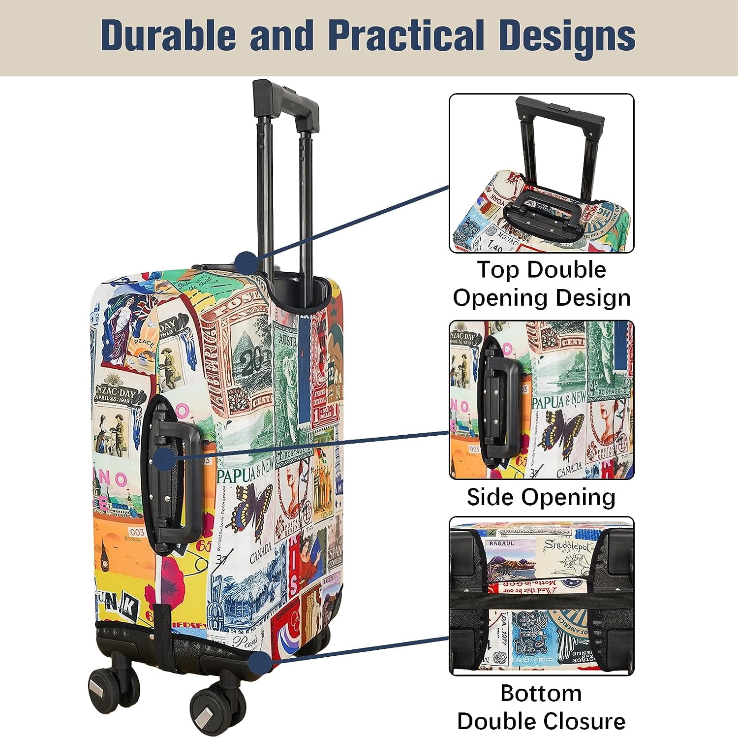 Luggage Cover Protector Travel Suitcase Covers Protective Skin for Carry On Baggage Fit 25-28 Inch Luggage