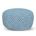 thumbnail image 1 of Flower Pouf Cover with Zipper, Interlaced Round Shapes Ornamented with 4 Leaf Petals Print, Soft Decorative Fabric Unstuffed Case, 30" W X 17.3" L, Slate Blue Pale Blue, by Ambesonne, 1 of 5