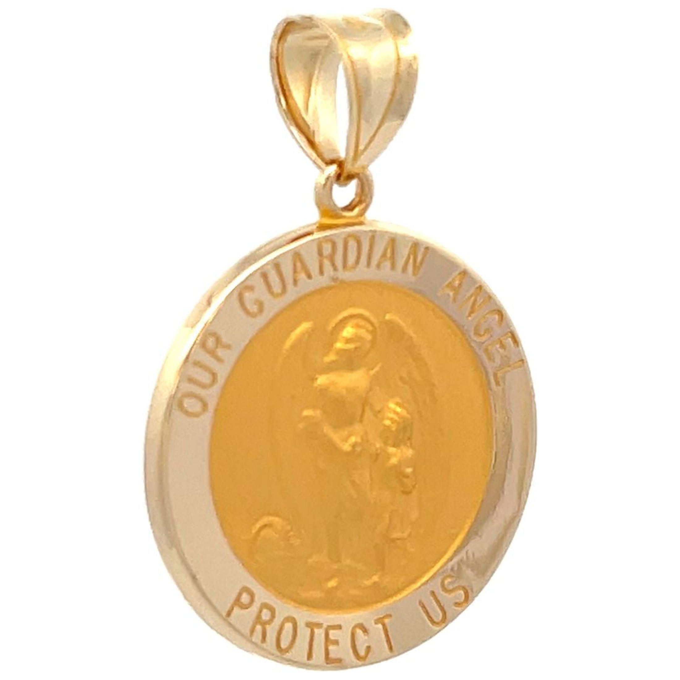 Brilliance Fine Jewelry 14 KT Yellow Gold Guardian Angel Medal