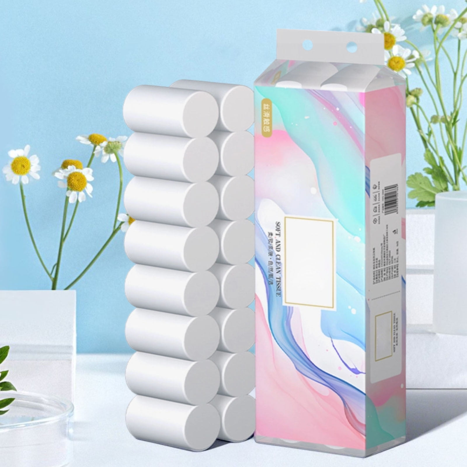 4 Packs 16 Rolls 4 Ply Toilet Paper Bulk Soft Strong Bath Tissue for Home Office Commercial Use Eco Friendly 100% Wood Pulp Affordable