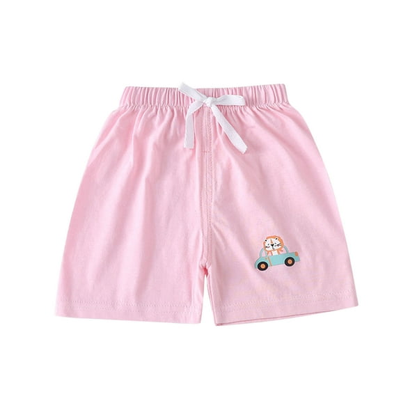 Zwiiyzr 2025 1-6T Toddler Baby Boys Girls Shorts Pull On Cartoon Jogger Shorts Solid Color Printed Summer Short Pants Pink