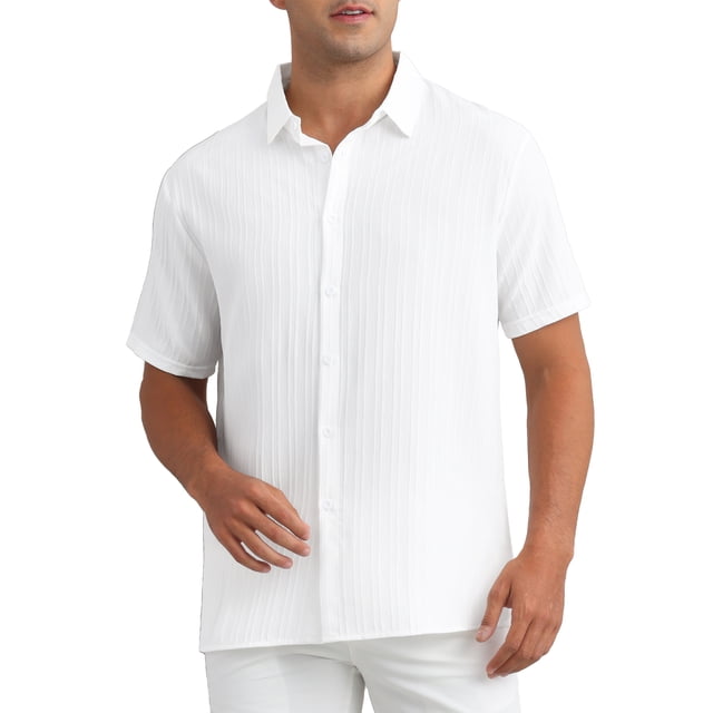CAMISAS DE HOMBRE CORTA MANGA BOTÓN PLAYA VERANO PUNTA PARA EL DÍA DEL PADRE 2XL BLANCA