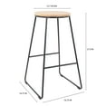 Mainstays 28"H Backless Stool Black Metal Base with Natural Wood Seat