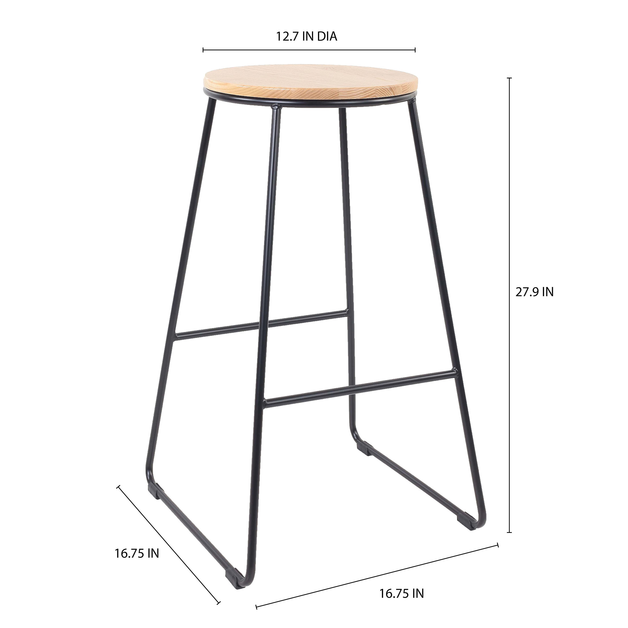 Mainstays 28 In Backless Bar Stool, Natural Rubberwood photo 5