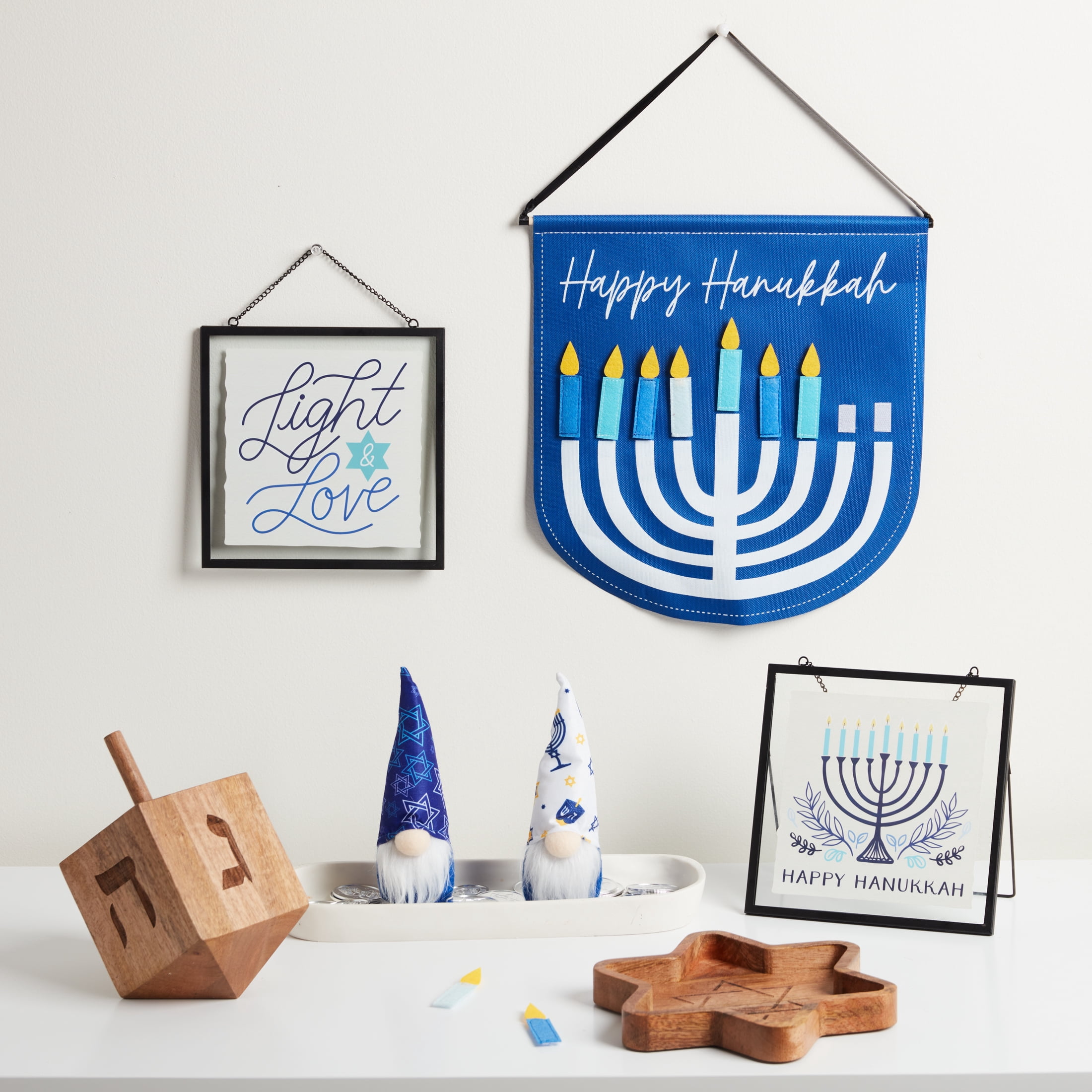 Hanukkah, White Menorah Gnome Tabletop Decoration, 7 inch, Way To Celebrate